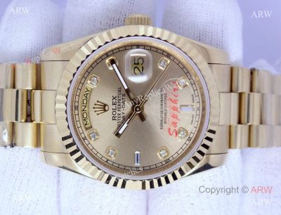 Rolex Day-date Watch Gold Diamond Marker Men Size
